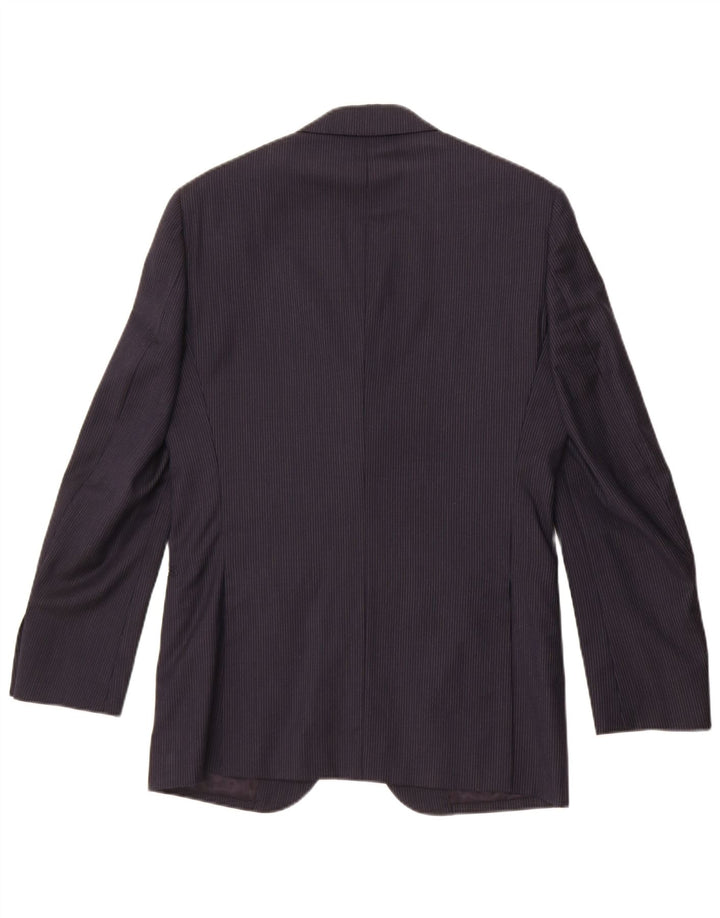 Boggi Męska marynarka zapinana na 3 guziki IT 46 Mała wełniana w prążki granatowa