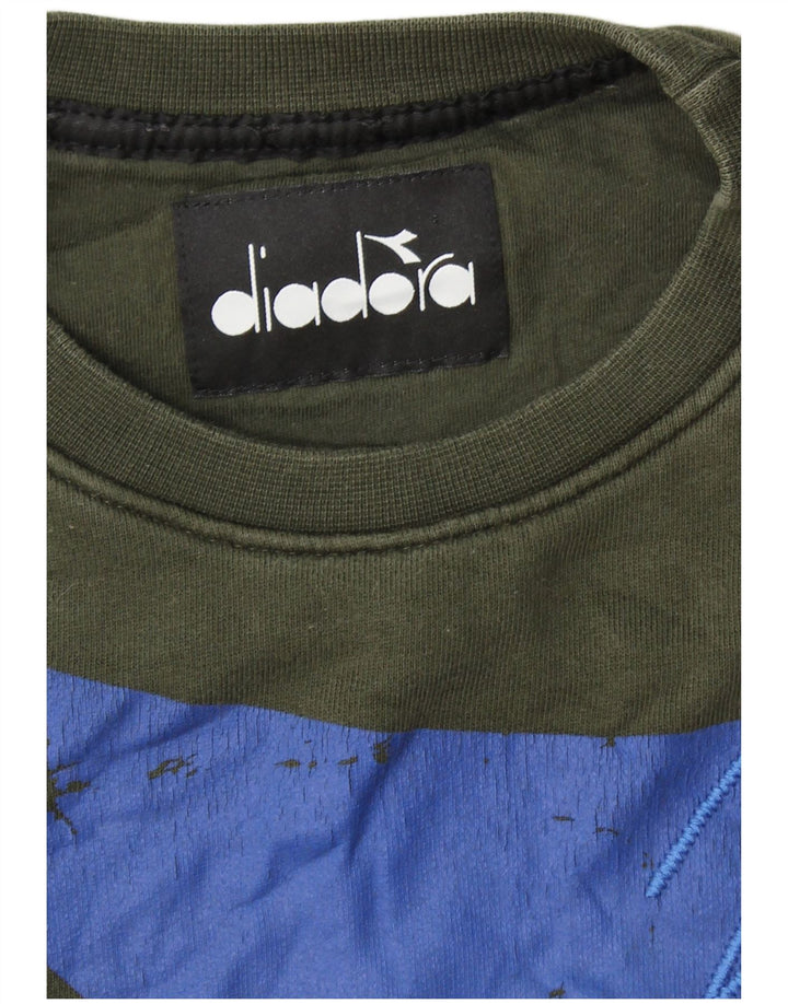 Męski sweter z grafiką DIADORA, mały khaki