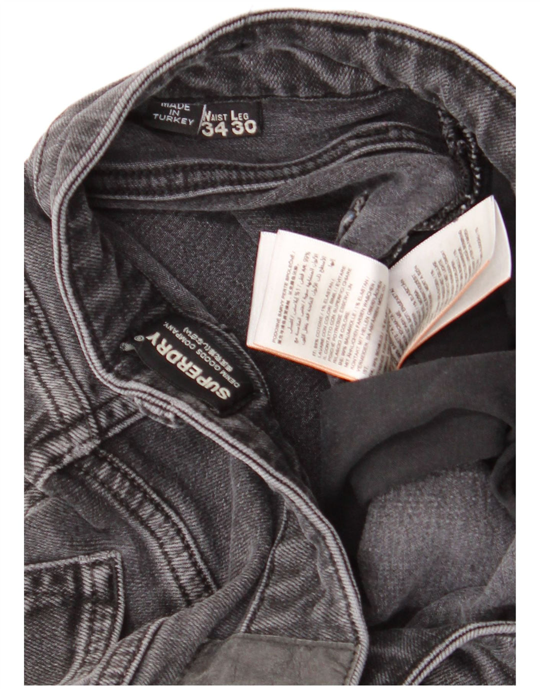 Męskie jeansy Superdry o krótkim kroju W34 L24, czarne, bawełniane