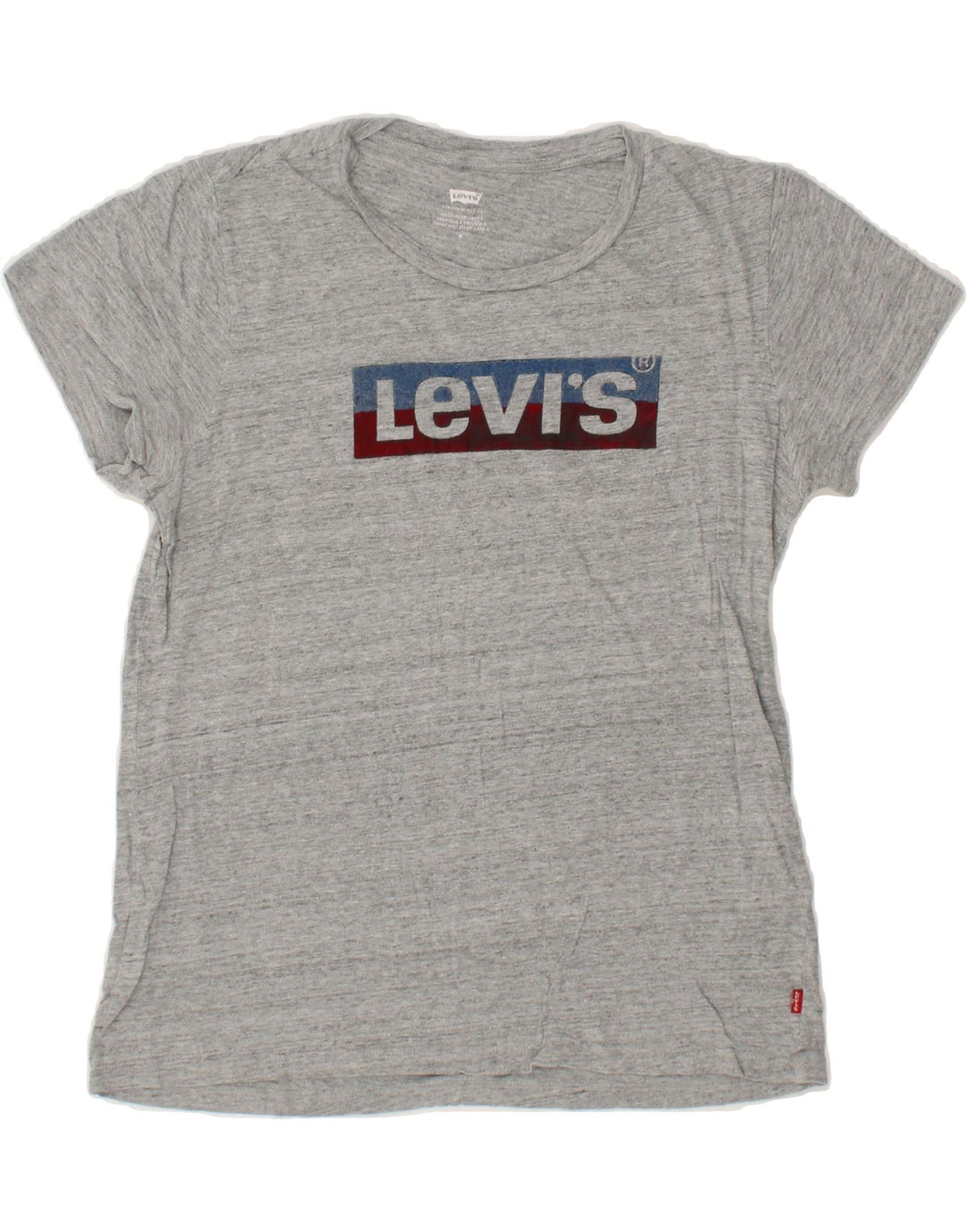 LEVI'S Womens Graphic T-Shirt Top UK 12 Medium Grey Flecked Vintage Levi's and Second-Hand Levi's from Messina Hembry 