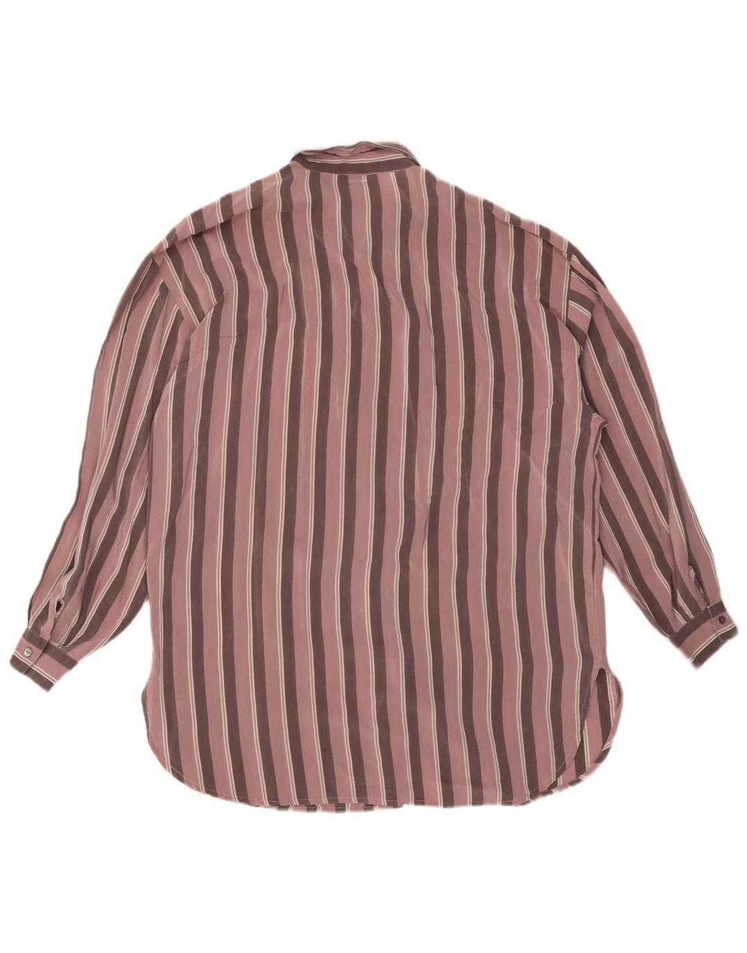 Damska bluzka koszulowa VINTAGE UK 14, duża, różowa, jedwabna w paski