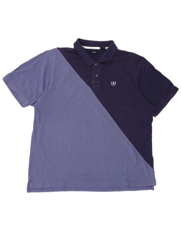 Męska koszulka polo Izod 2XL, bawełniana, granatowa, z blokami kolorów