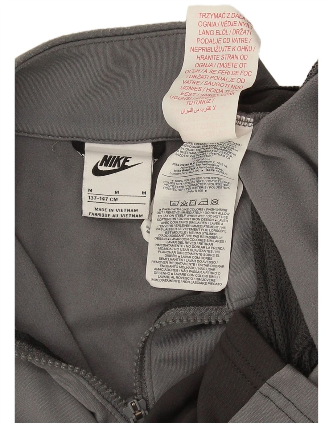 Chłopięca kurtka dresowa Nike Graphic 10-11 lat, średnioszara, z blokami kolorów
