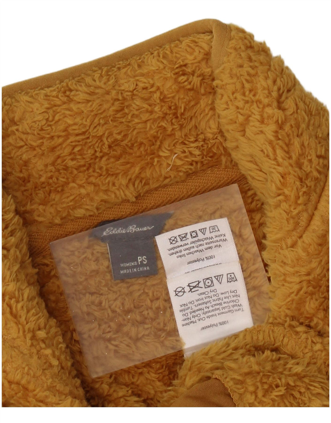 Damski sweter polarowy Eddie Bauer z zamkiem błyskawicznym UK 10, mały, żółty poliester