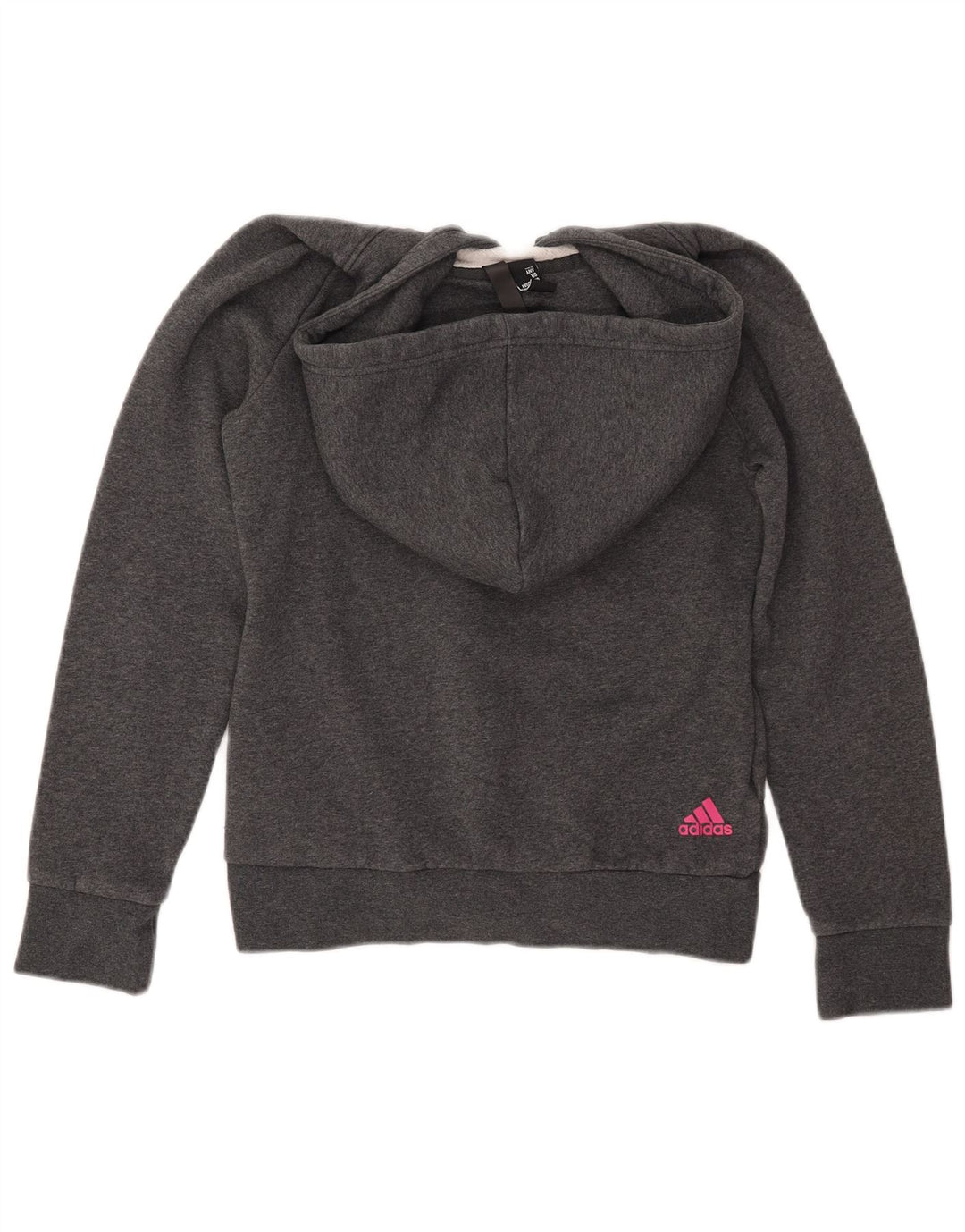 Damski sweter z kapturem ADIDAS z grafiką, UK 8/10, mały, szary, bawełniany