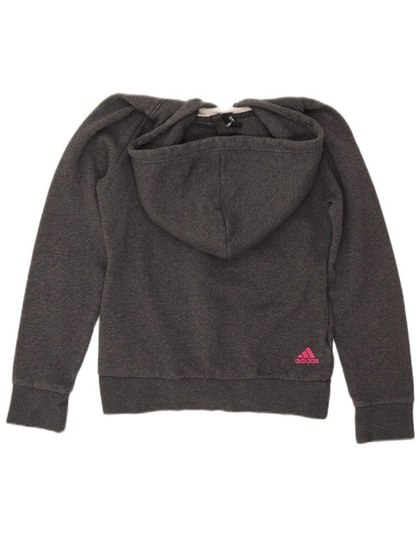 Damski sweter z kapturem ADIDAS z grafiką, UK 8/10, mały, szary, bawełniany