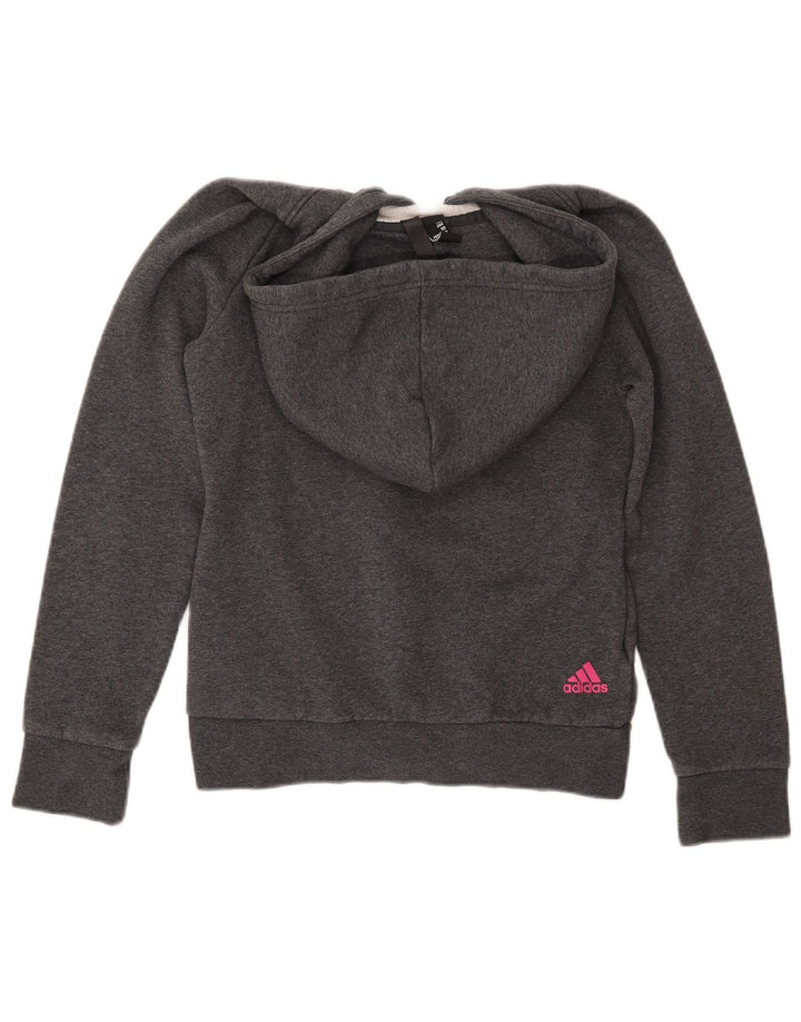 Damski sweter z kapturem ADIDAS z grafiką, UK 8/10, mały, szary, bawełniany