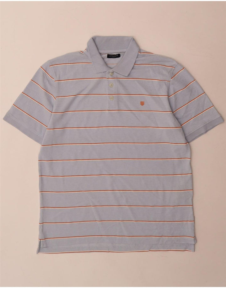 Męska koszulka polo Jack & Jones, bawełniana w średnie niebieskie paski