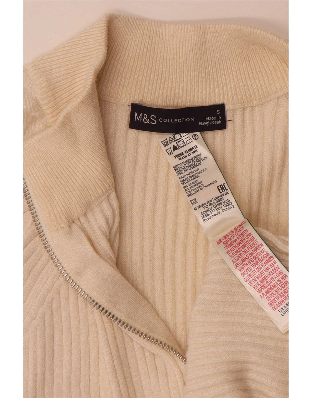 Marks & Spencer Damski sweter oversize z zamkiem błyskawicznym, UK 10, mały, beżowy