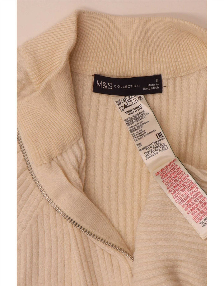Marks & Spencer Damski sweter oversize z zamkiem błyskawicznym, UK 10, mały, beżowy