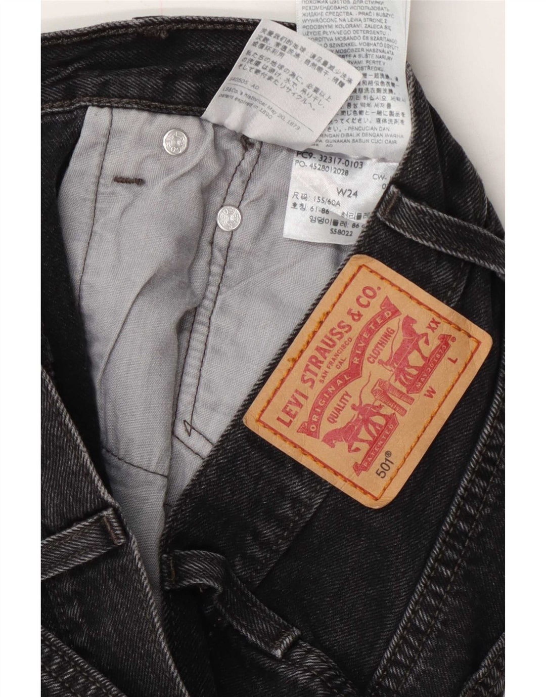 Damskie spodenki jeansowe Levi's 501 W24 XS Szara bawełna