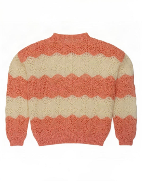 Vintage damski sweter z dekoltem w łódkę UK 16, duże różowe paski