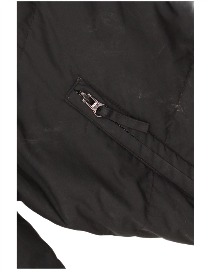 Damska, obszerna, wyściełana kurtka z kapturem ADIDAS UK 10, mała, czarna, z poliestru