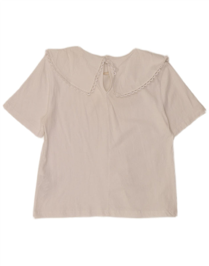 Bluzka damska Zara Top UK 14, duża, biała bawełna