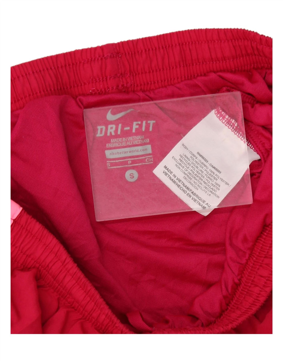 Damskie spodenki sportowe NIKE Dri Fit UK 10, małe, czerwone, z poliestru w blokach kolorów