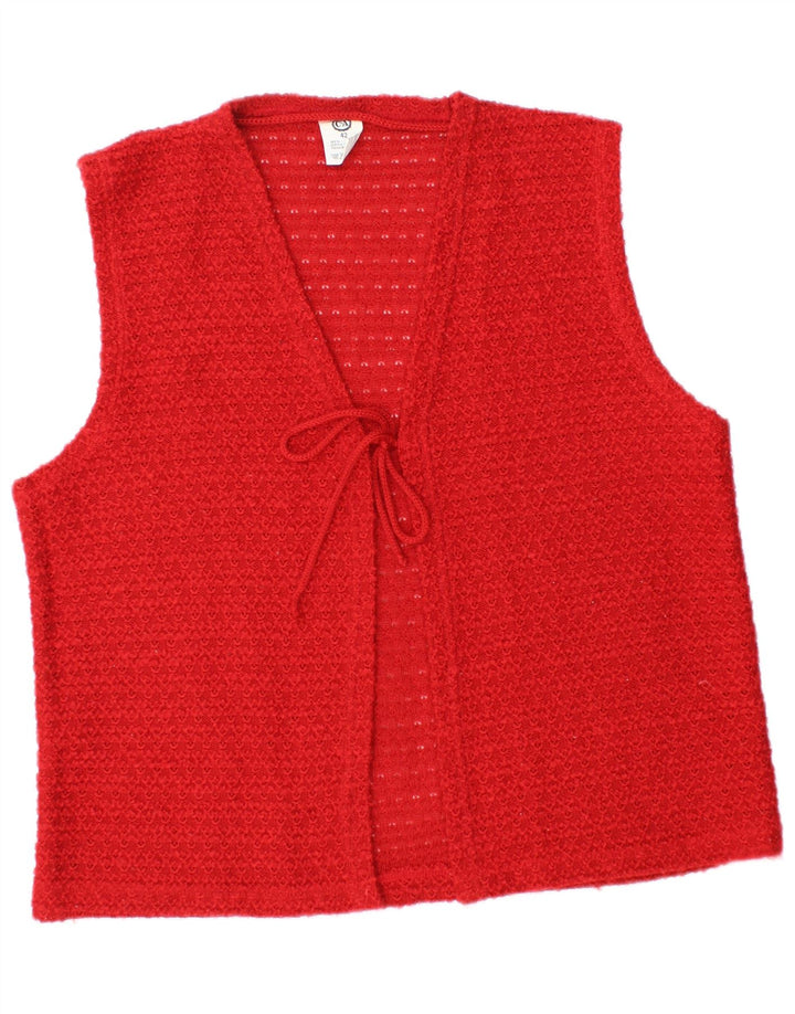 C & A Womens Sleeveless Cardigan Sweater EU 42 Large Red Acrylic