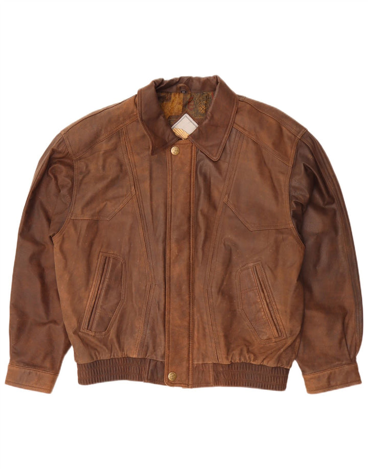 Vintage męska kurtka skórzana IT 52 XL brązowa