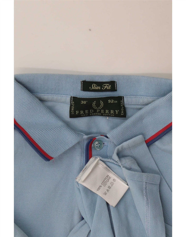 Męska koszulka polo o dopasowanym kroju Fred Perry, mała, niebieska, bawełniana