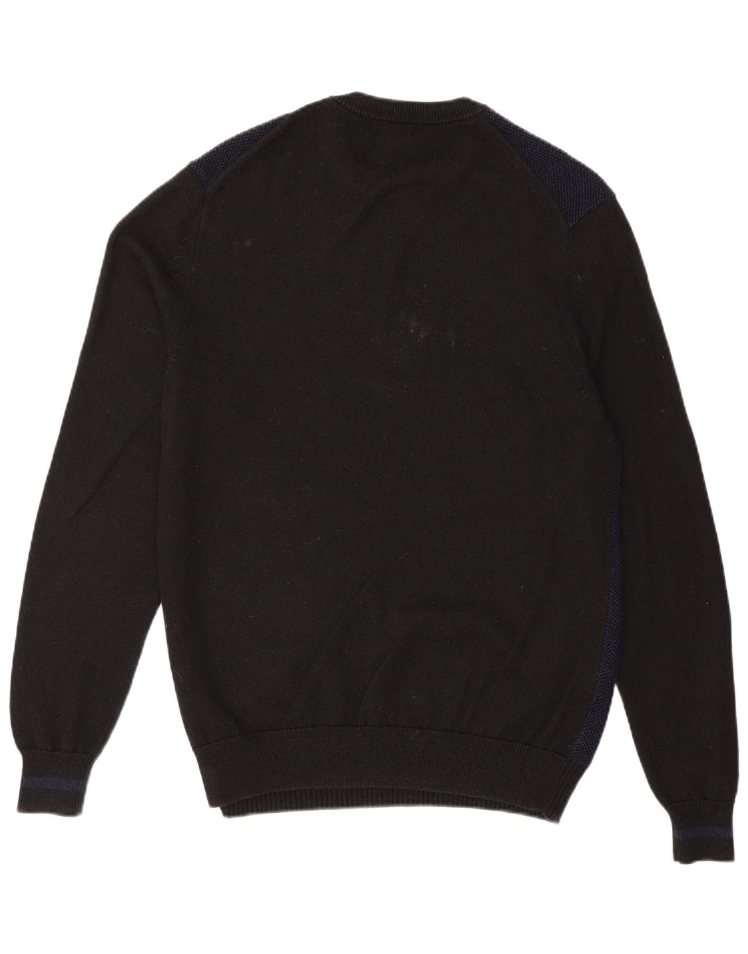 Męski sweter Fred Perry z okrągłym dekoltem, duży granatowy, wełniany blok kolorów