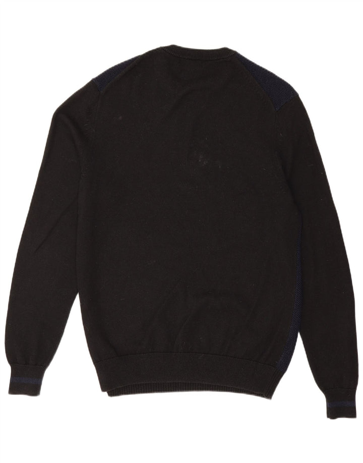 Męski sweter Fred Perry z okrągłym dekoltem, duży granatowy, wełniany blok kolorów