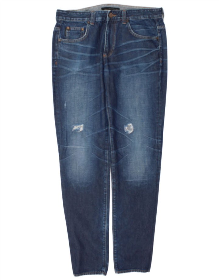 Męskie dżinsy Calvin Klein w trudnej sytuacji, regularne, wąskie W32 L34, niebieska bawełna