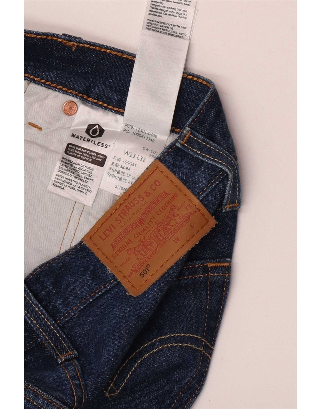 Damskie dżinsy Levi's 501 Straight W23 L32 Niebieskie bawełniane