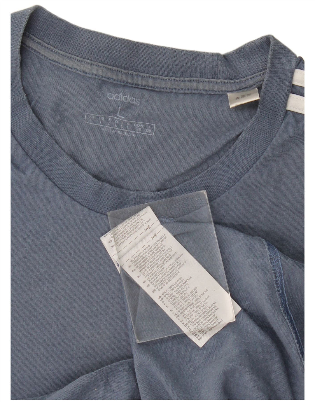 Adidas Męski T-shirt Top Duży Niebieski Bawełniany