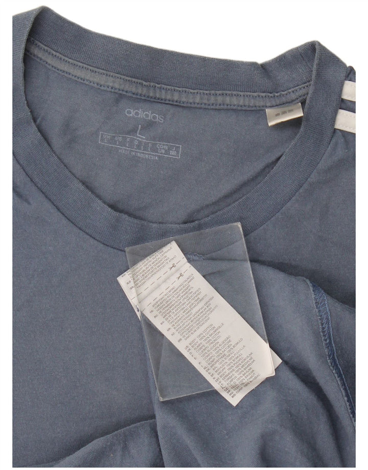Adidas Męski T-shirt Top Duży Niebieski Bawełniany