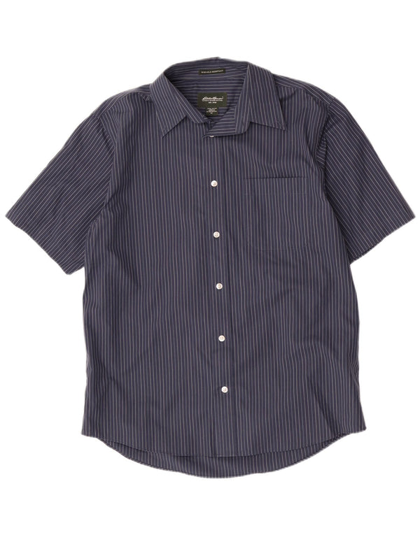 Koszula męska z krótkim rękawem Eddie Bauer Średni granatowy, bawełniany w prążki