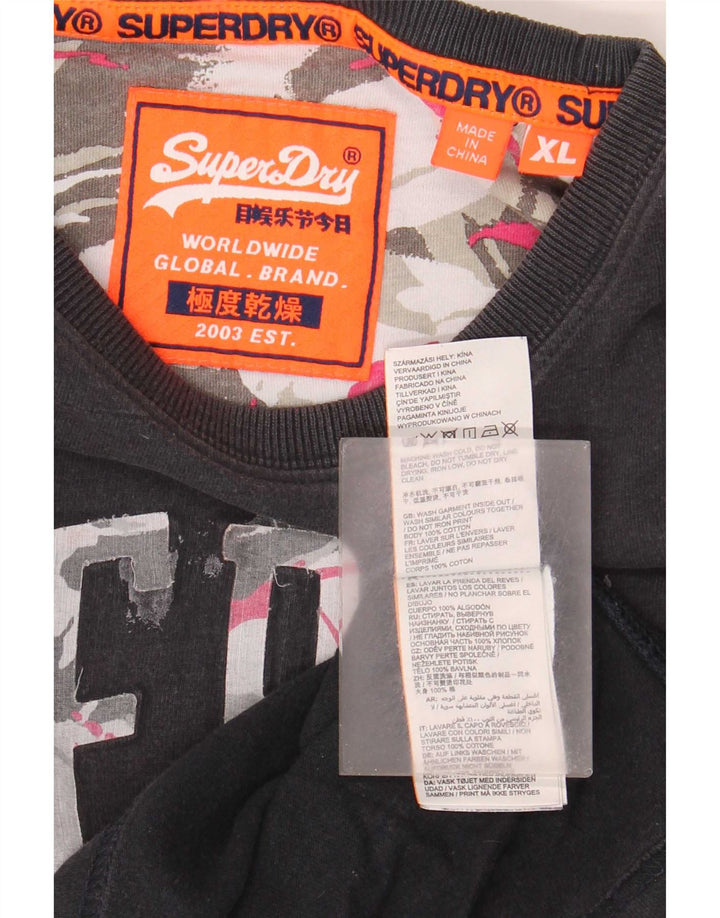 Męski T-shirt z grafiką Superdry, góra XL, czarna, bawełniana