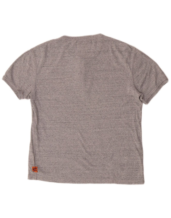 Męski T-shirt Superdry o dopasowanym kroju, rozmiar XL, szara, bawełniana w plamki