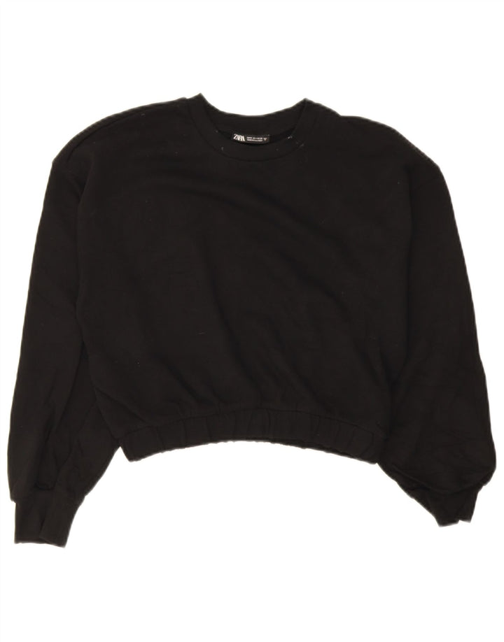 Damska bluza Zara Crop Jumper UK 14, średnia czarna bawełna