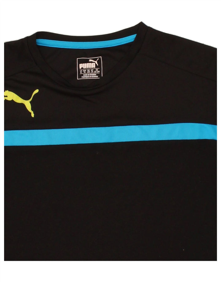PUMA Boys T-Shirt Top 13-14 Years Black Striped Vintage Puma and Second-Hand Puma from Messina Hembry 