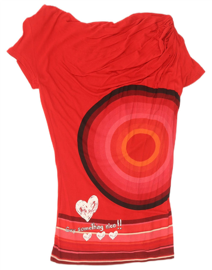Damska bluzka z grafiką Desigual Top UK 12 Medium Red Geometric