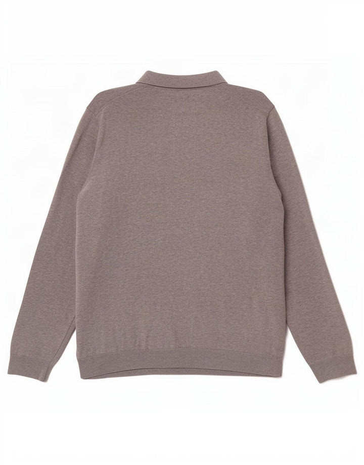 Marks & Spencer Męski sweter polo, 2XL, szary, bawełniany