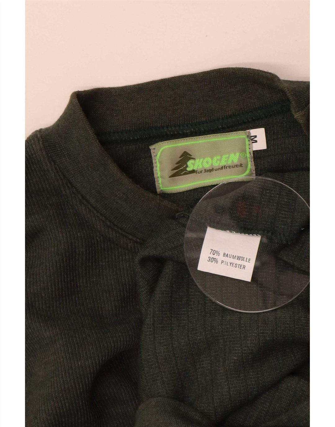 Vintage męski sweter z okrągłym dekoltem, średnio zielona bawełna