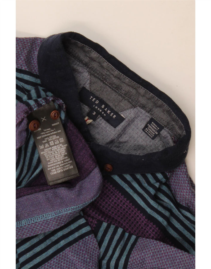 Męska koszulka polo Ted Baker, rozmiar 3, bawełniana w średnie fioletowe paski