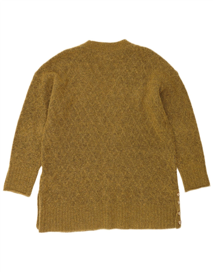 Sweter damski Fat Face z dekoltem w kształcie litery V, UK 14, duży, khaki, poliester