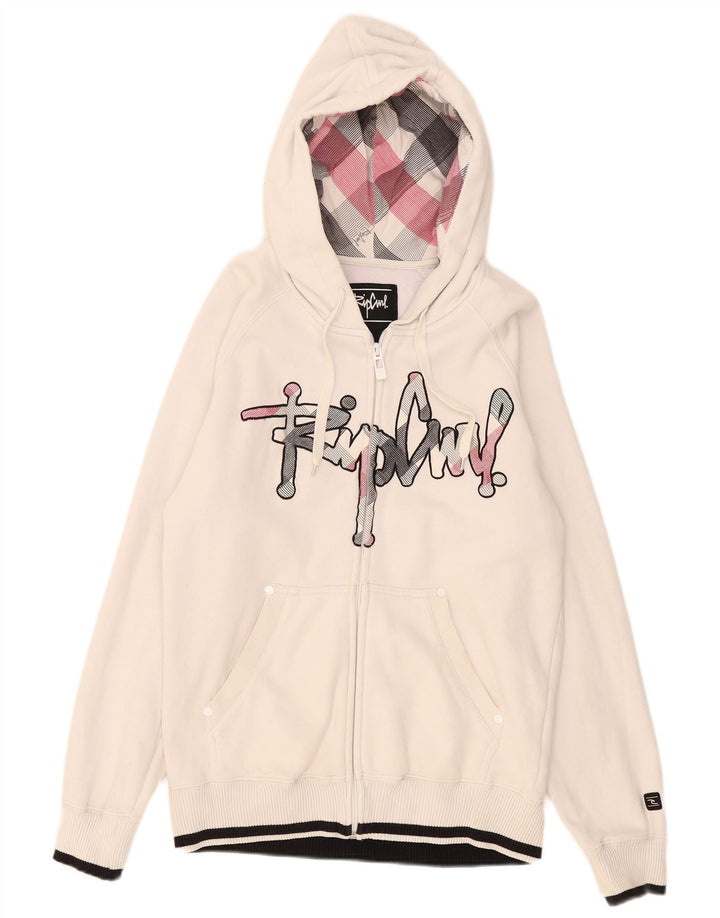 Męski sweter z kapturem i zamkiem błyskawicznym Rip Curl, mały, biały, bawełniany