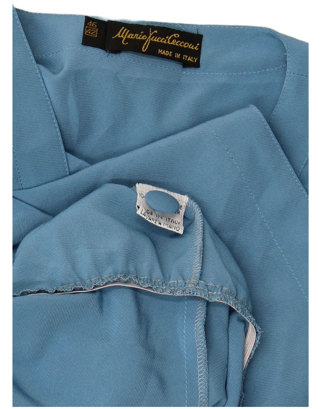 MARIO PUCCI CECCONI Damska bluzka koszulowa z krótkim rękawem IT 42 Średni niebieski