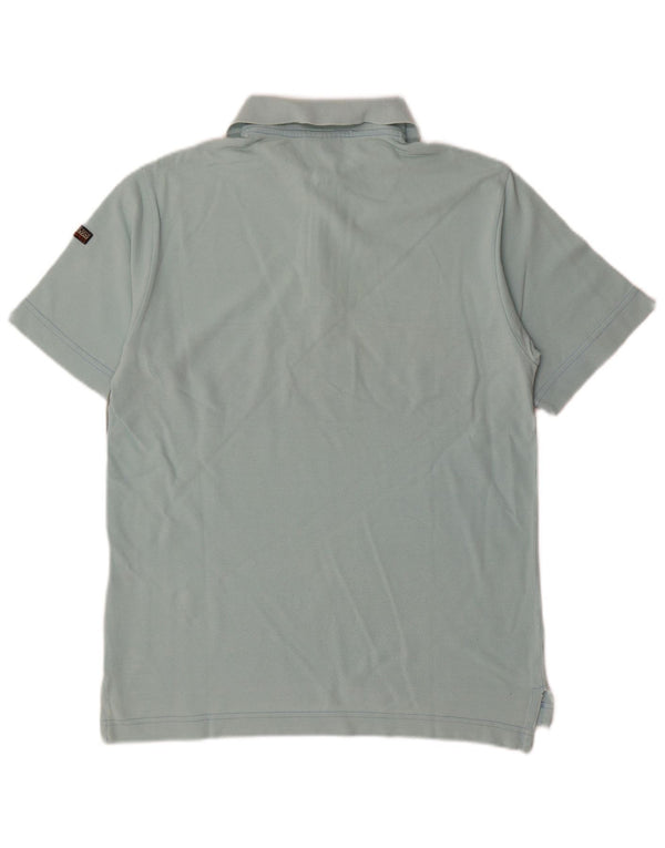 NAPAPIJRI Mens Geographic Polo Shirt Small Blue Colourblock Cotton