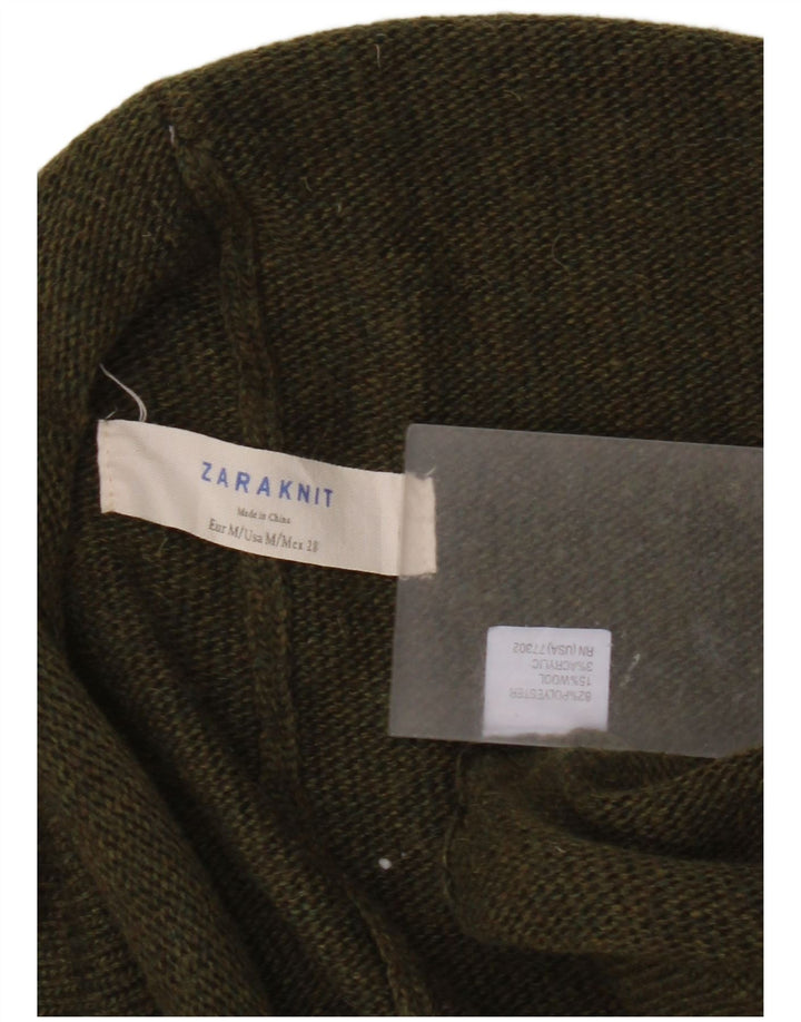 Damski sweter ponczo Zara, UK 14, średni, khaki, poliester