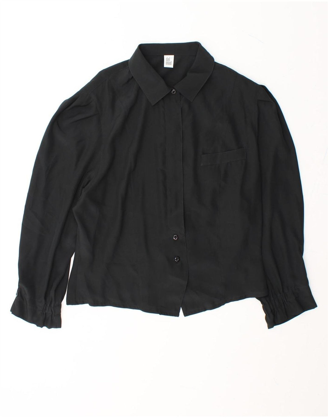 DEL MOD Womens 3/4 Sleeve Shirt Blouse EU 44 XL Black Polyester Vintage Del Mod and Second-Hand Del Mod from Messina Hembry 