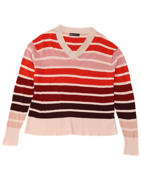 Sweter damski Marks & Spencer z dekoltem w kształcie litery V, UK 12, średni, wielokolorowy