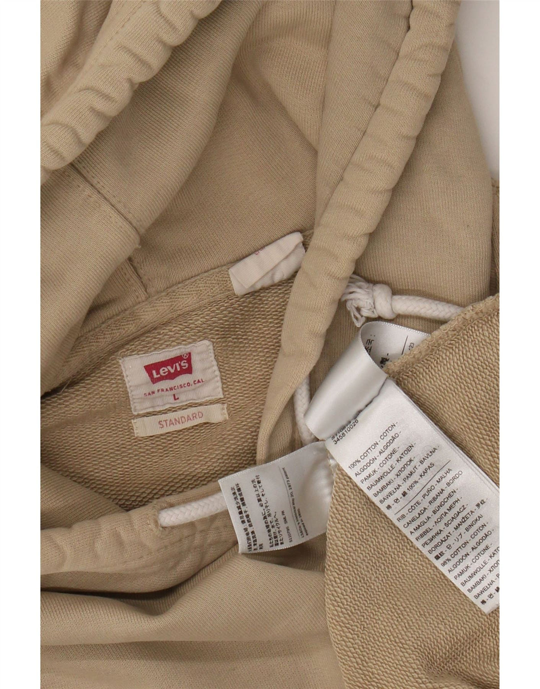 Męski standardowy sweter z kapturem Levi's, duży, beżowy, bawełniany