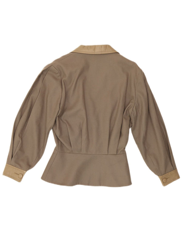 Damska marynarka Harrods Double Breasted Jacket UK 14 Średnia brązowa wełna