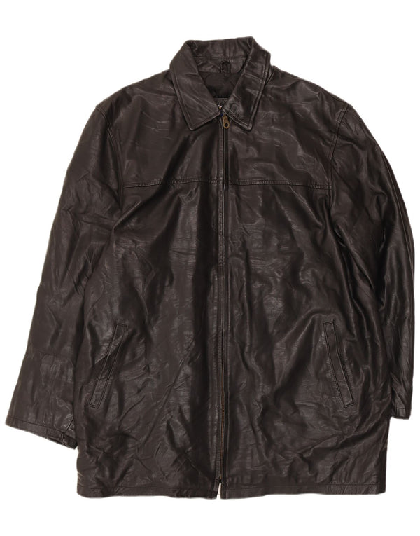 Męski płaszcz skórzany VINTAGE UK 44 2XL czarny