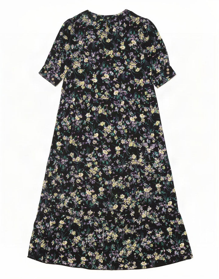 Marks & Spencer Damska sukienka maxi UK 12 Średnia czarna wiskoza w kwiaty
