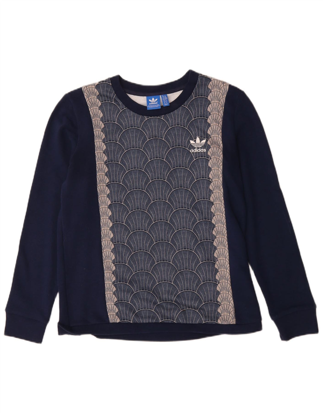 Damska bluza ADIDAS Graphic Jumper UK 14 Średni granatowy geometryczny