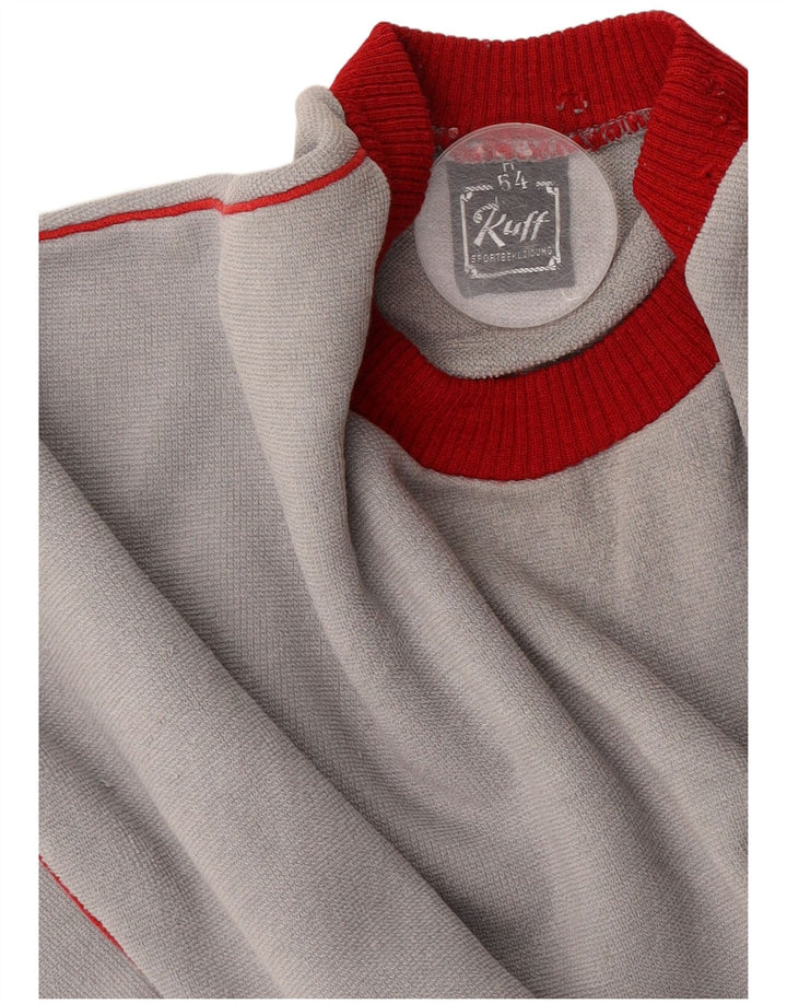 Sweter męski w stylu vintage IT 54 XL, szary, blok kolorów